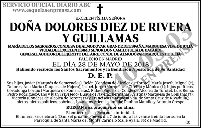 Dolores Diez de Rivera y Guillamas